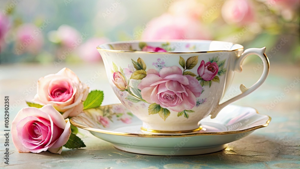 Tea Time Elegance Delicate porcelain cups adorned with blooming roses, tea, time, elegance, delicate, porcelain, cups Tea Time Elegance Delicate porcelain cups adorned with blooming roses, tea, time, elegance, delicate, porcelain, cups