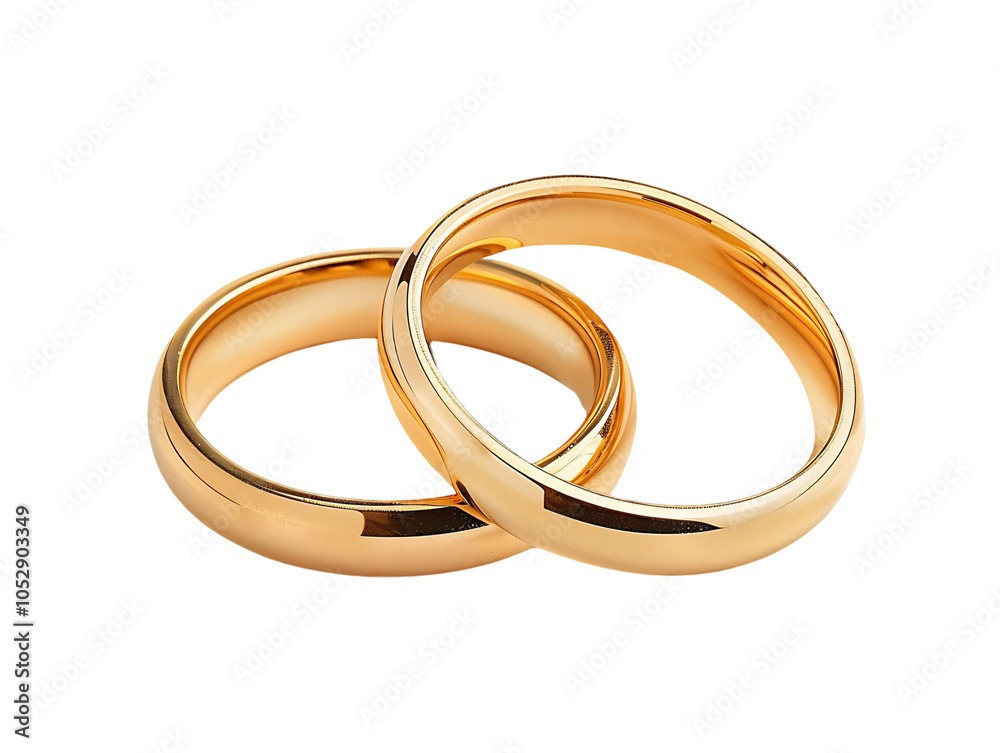 Isolated Pair of Golden Wedding Rings on Transparent Isolated Pair of Golden Wedding Rings on Transparent