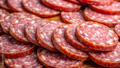 Close up rotation of sliced sausages, sliced, sausages, close up, rotation, food, meat, delicious, isolated, appetizer