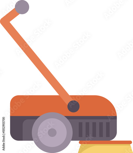 Illustration of a floor scrubber machine cleaning using rotating brushes, great for topics like professional cleaning or housekeeping