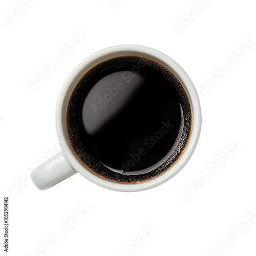 Transparent Background Black Coffee Cup Top View