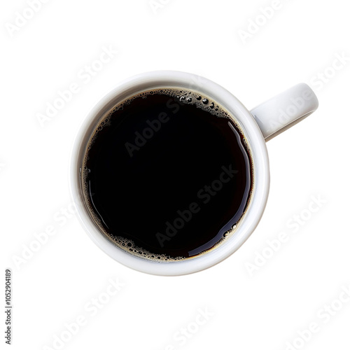 Transparent Background Top View of Hot Black Coffee