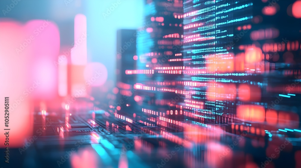 Obraz premium Abstract Digital Data Cityscape