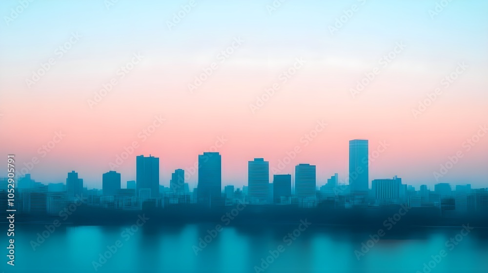 Fototapeta premium City Skyline Sunset Illustration