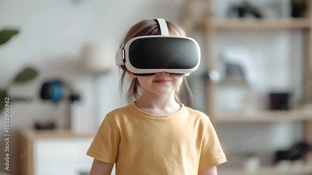 Little Girl Wearing VR Headset Little Girl Wearing VR Headset