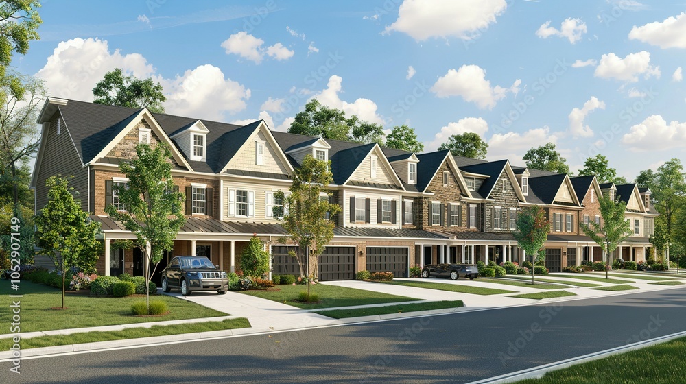 Suburban Comfort: Row of Single-Family Homes in Virginia Featuring Easy Roadside Parking Suburban Comfort: Row of Single-Family Homes in Virginia Featuring Easy Roadside Parking