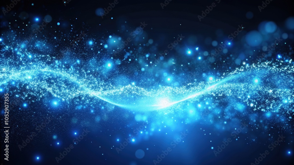 Obraz premium Flowing blue particles of light, blue, particles, light, abstract, background, motion, futuristic, digital, technology, energy
