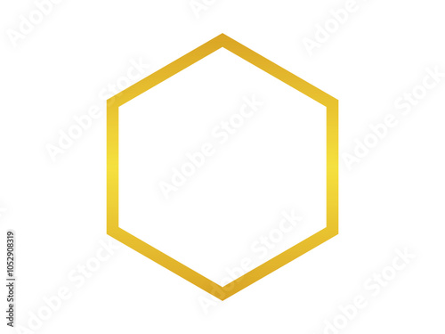 golden hexagon outline aesthetic shine border vector design on transparent background