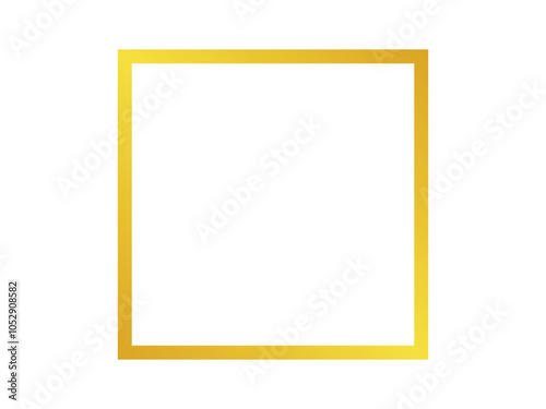 golden square frame outline aesthetic shine border vector design on transparent background