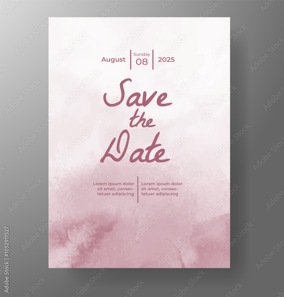 Wedding card invitation template with hand painted watercolor splash Wedding card invitation template with hand painted watercolor splash