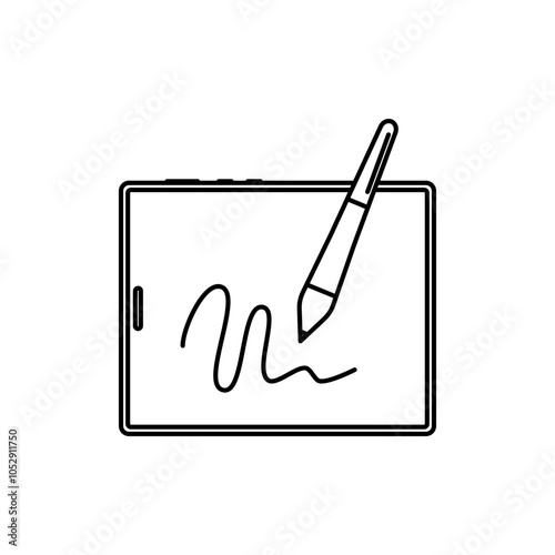Tablet Icon Template landscape with stylus