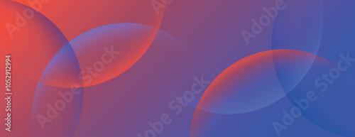 Abstract background with overlapping circles. The background features red and blue hues with a smooth, gradient texture. Red and blue dominate. Minimal abstract circles vector gradient background