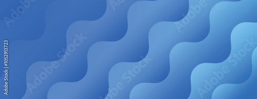 Blue wavy background with a smooth gradient texture. The background features a repetitive blue wave pattern, creating a calming effect. Minimal abstract wavy gradient vector background