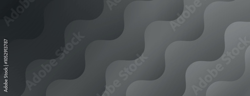 A wavy, abstract background with a dark gray color. The background features a smooth, gray texture with a flowing pattern. Minimal abstract gradient wavy line vector background