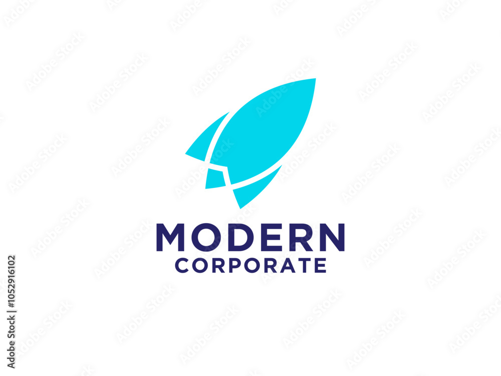 Simple Rocket Logo. Geometric Shapes Flying Rocket with Speed Waves isolated on White Background. Usable for Business and Technology Logos. Simple Rocket Logo. Geometric Shapes Flying Rocket with Speed Waves isolated on White Background. Usable for Business and Technology Logos.