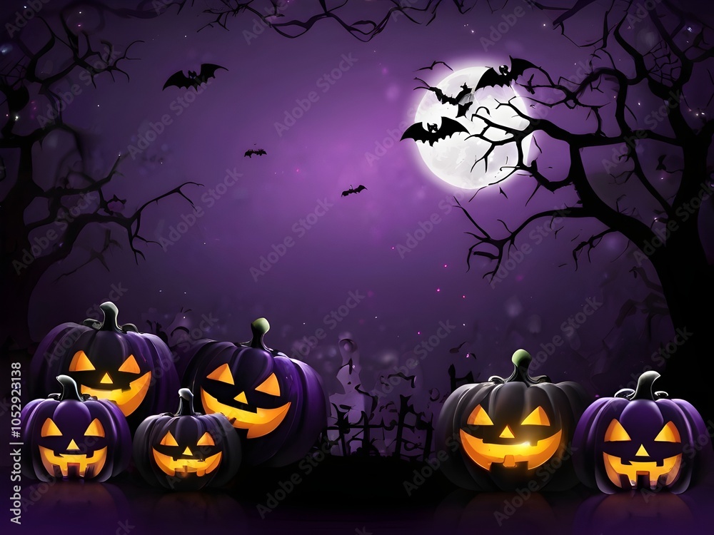 Fototapeta premium halloween background with pumpkin and bats