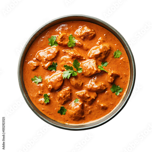 Tableau sur toile A bowl of creamy, orange chicken tikka masala with cilantro garnish