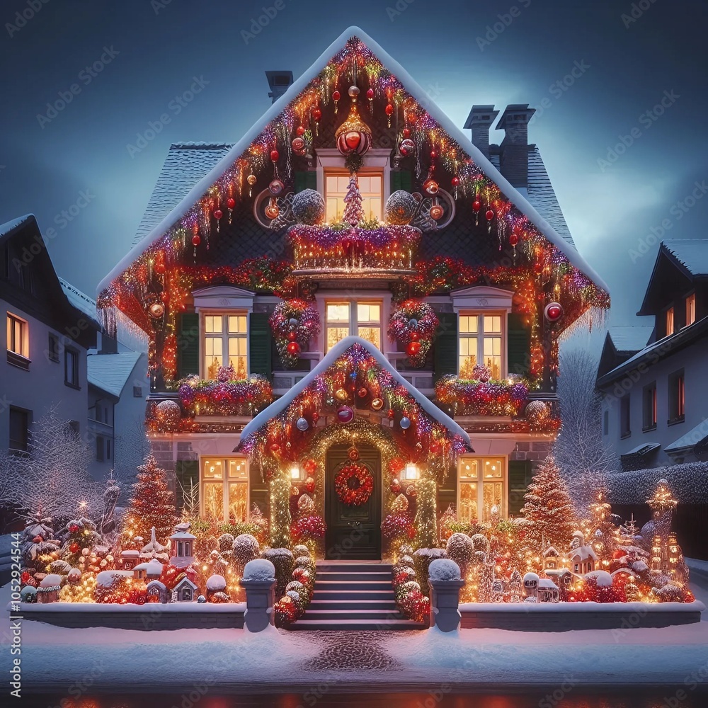 Fototapeta premium christmas house at night