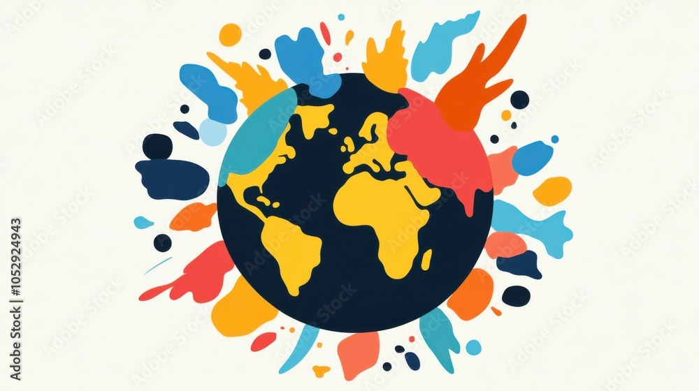 Globalization. A colorful globe with a splash of paint on it Globalization. A colorful globe with a splash of paint on it