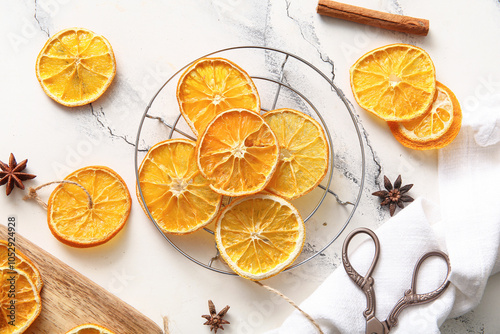 Dried orange slices on cool...