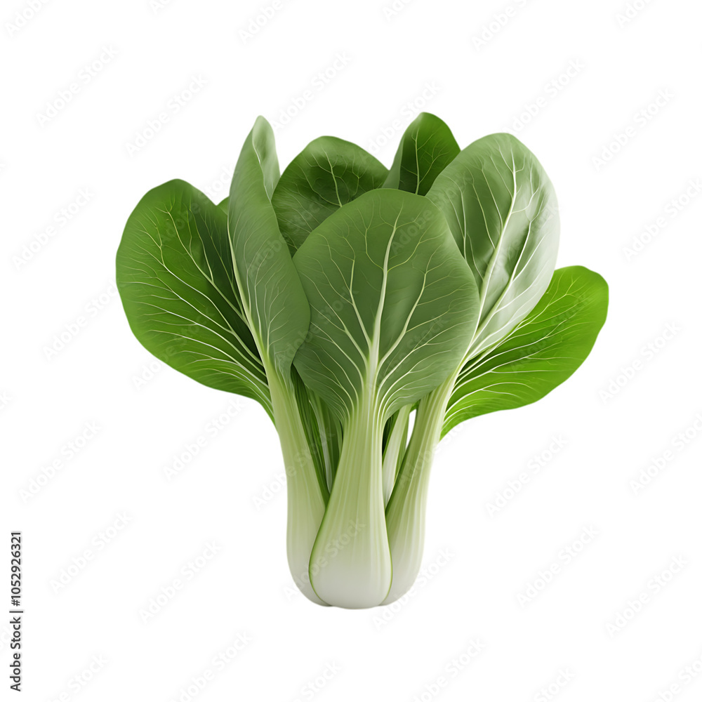 A close-up of a fresh, green bok choy vegetable with white stems. A close-up of a fresh, green bok choy vegetable with white stems.