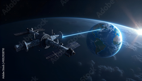 Wallpaper Mural Cosmic Connection: Data Transfer from Orbit to Earth Torontodigital.ca