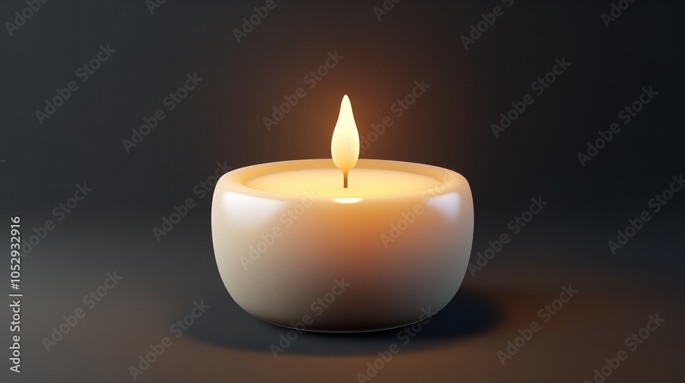 Candle Tealight or Tea Light Vector 3D Realistic Icon Burning Candle Tealight or Tea Light Vector 3D Realistic Icon Burning