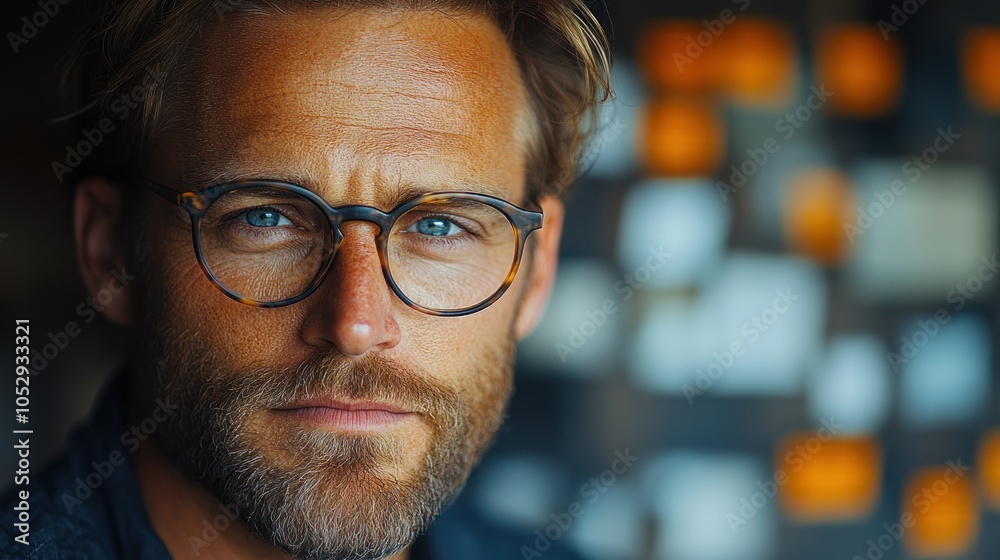 Close-up Portrait of a Man with Glasses and a Beard Close-up Portrait of a Man with Glasses and a Beard
