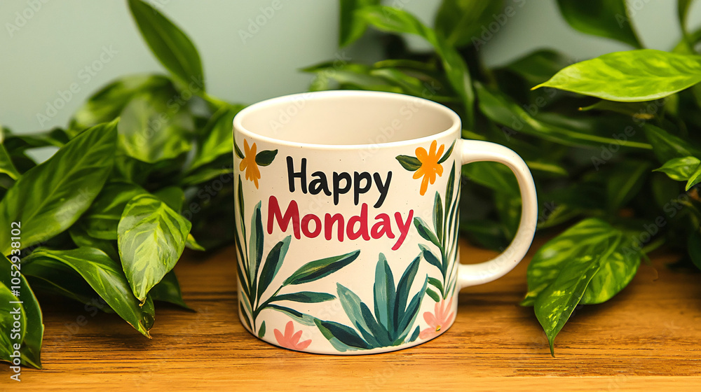 A decorative mug with 