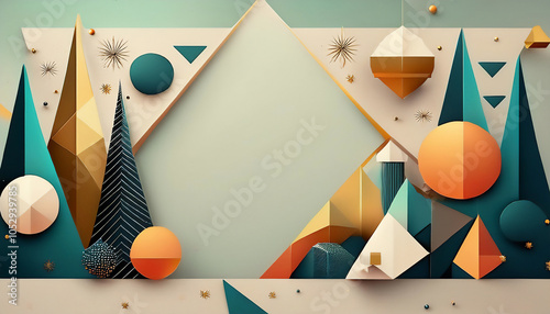 Abstract New Year background with space for text in neogeometric conceptualism style, christmas background photo