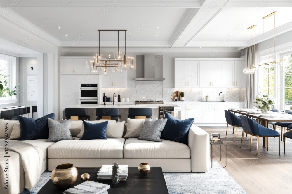 Fototapeta premium Inviting and modern atmosphere with cohesive interior aesthetics.