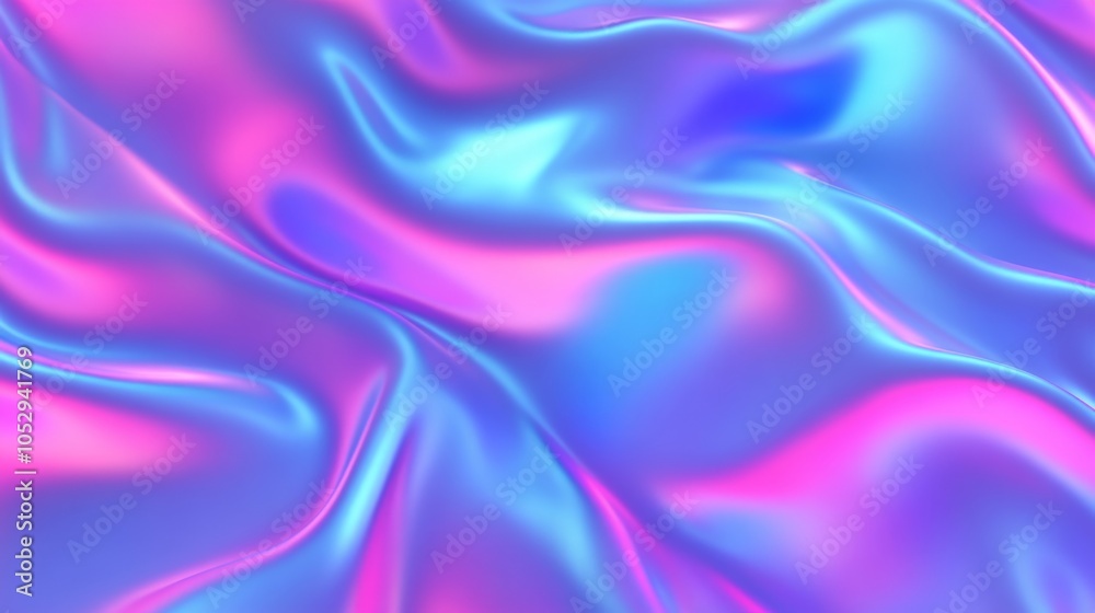 Fototapeta premium Explore the vibrant 80s holographic design with pink and blue tones.