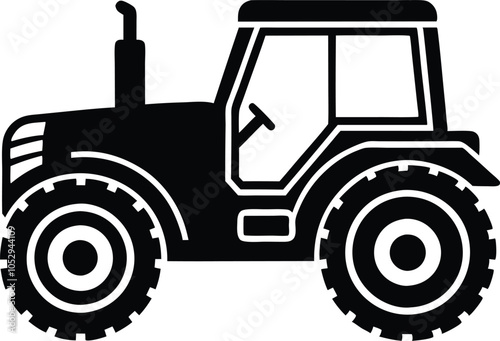 Tractor vector silhouette, old tractor silhouette vector illustration, vintage tractor 