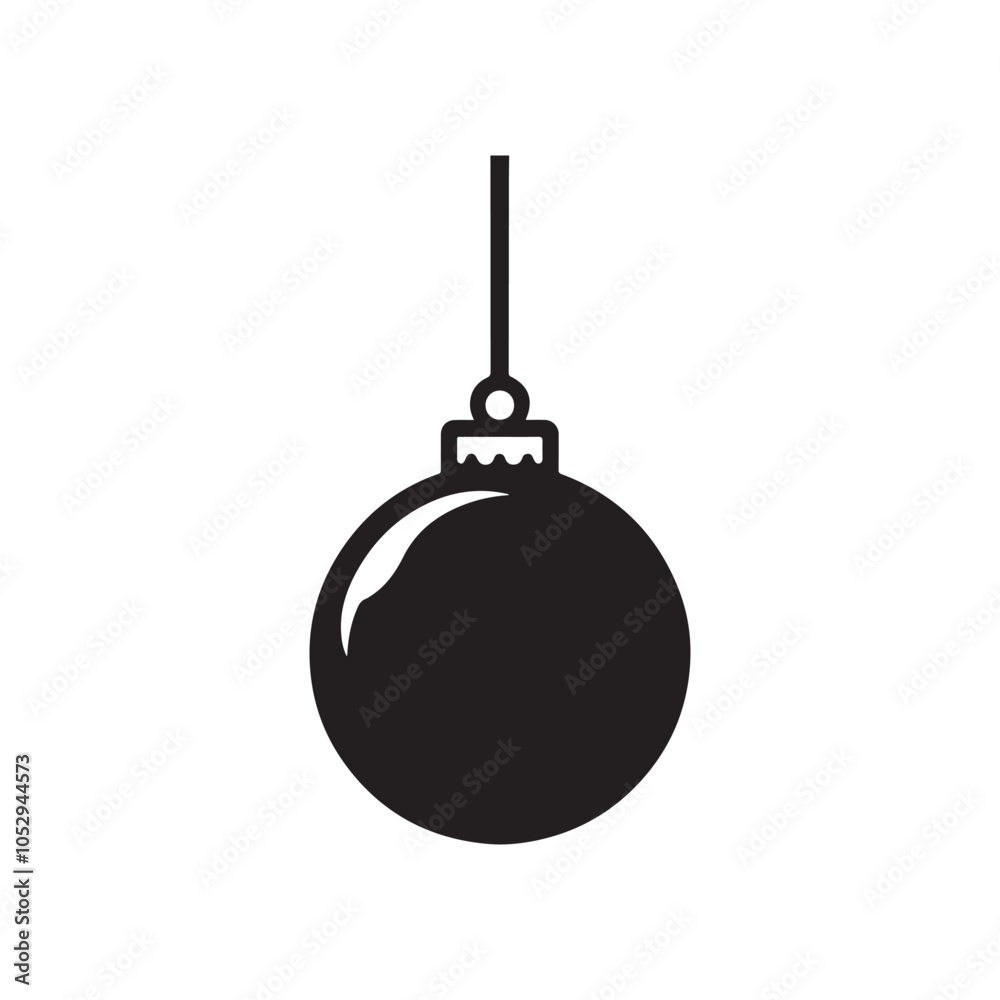 Vector Illustration of Christmas Ornament Silhouette in Black. Vector Illustration of Christmas Ornament Silhouette in Black.