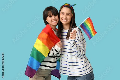 Happy young lesbian couple ...