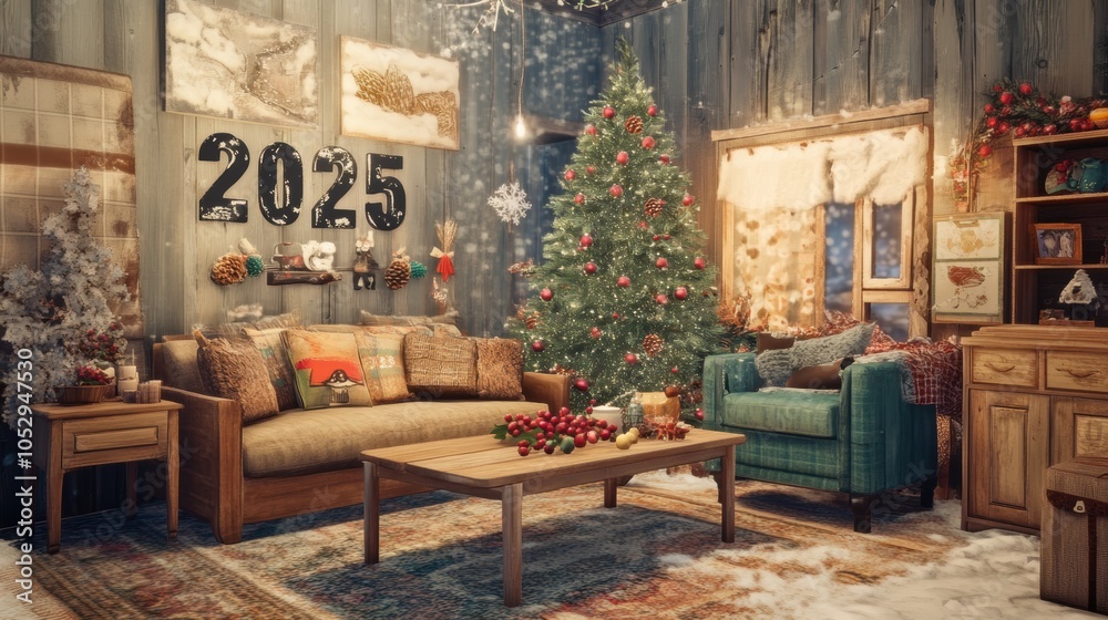 Fototapeta premium Cozy Christmas Living Room.