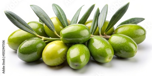 Wallpaper Mural Green Olives with Leaves on White Background, olive, fruit, food, Torontodigital.ca
