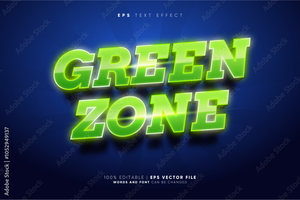 Obraz premium Super Green Zone 3D Editable Text Effect Style