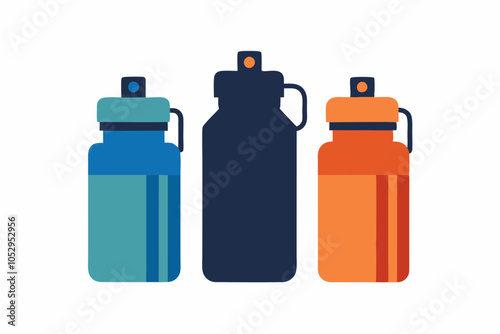 Studio shot of a set of kids water bottles.white background