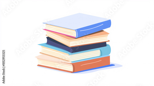 stack of colorful books with white background  isolated illustration  cartoon style  education literature  library study knowledge reading  vector design  graphic design  illustrat
