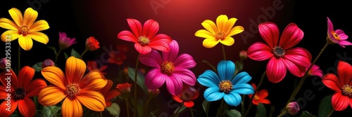 Colorful flowers, background with flowers, Colorful Garden Blooms under Warm Sunlight