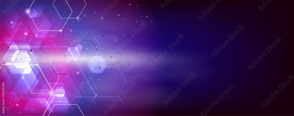 Fototapeta premium Hexagon shape and element with solf light blue background,Technology abstract background