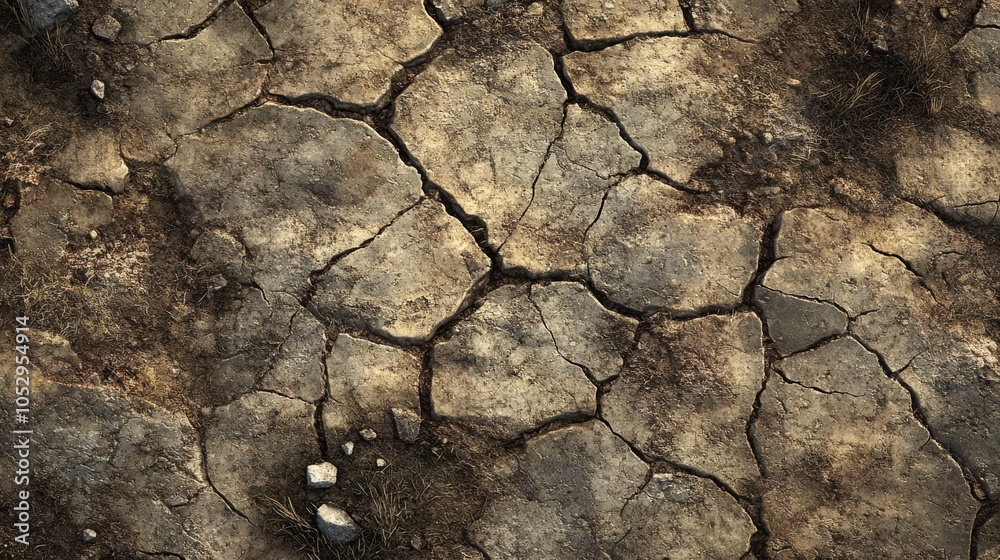 2410 18.A cracked ground texture with deep fissures splitting the ...