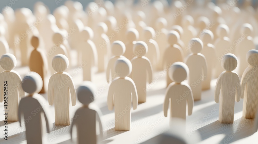 Fototapeta premium Wooden Figures Representing Community and Diversity