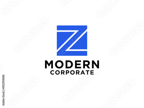 Blue Line Letter Z Logo isolated on White Background.
