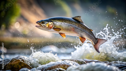 Fish jumping from the river