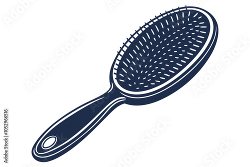  oval hairbrush with handle isolated on white background