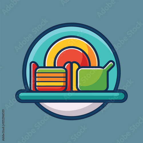 A colorful illustration of a retro jukebox with a record playing.