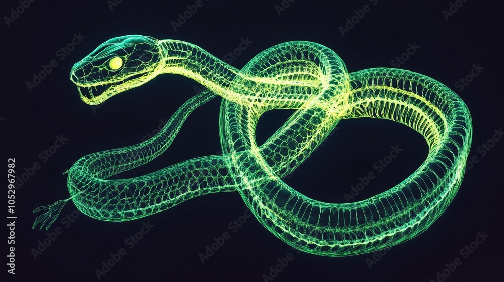 Digital Snake in Green and Yellow Hues Digital Snake in Green and Yellow Hues