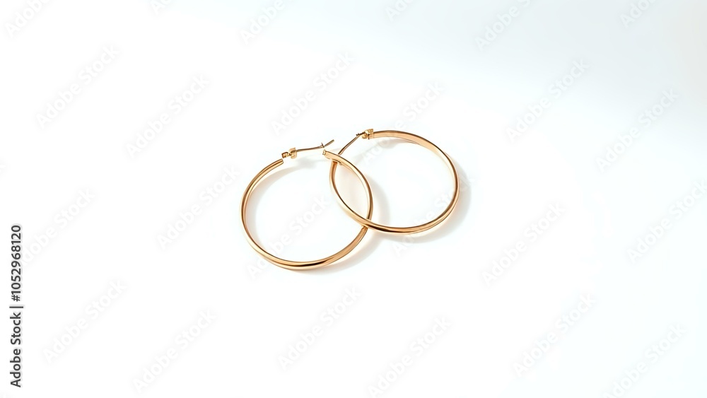 Gold Hoop Earrings on White Background Gold Hoop Earrings on White Background